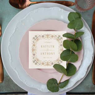 Rococo Revival Elegant Vintage Floral Wedding Napkin