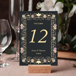 Rococo Revival Elegant Vintage Floral Wedding Table Number