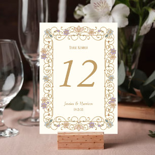 Rococo Revival Elegant Vintage Floral Wedding Table Number