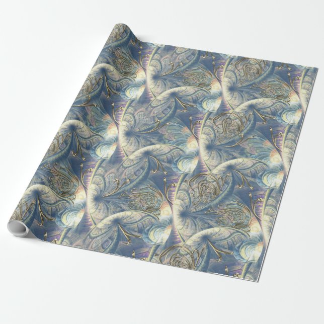 Rococo Rich Pattern design with Gold Relief Wrapping Paper (Unrolled)