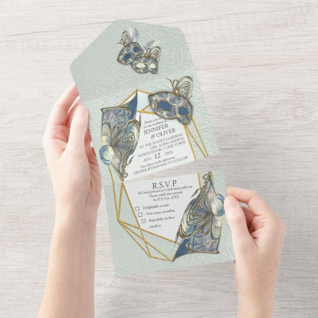 Rococo Rich Romantic All in One Wedding Invite (Tearaway)