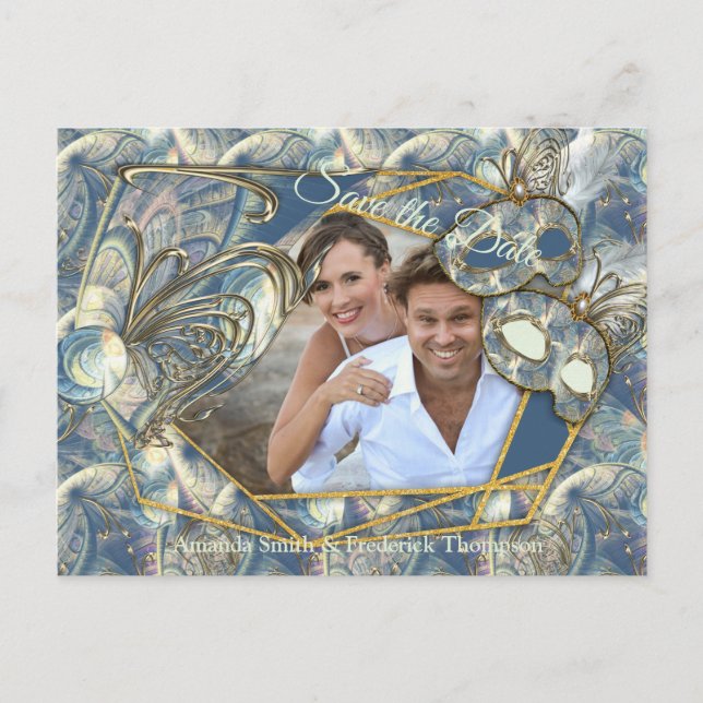 Rococo Rich Romantic Gold Reliefs & Masks Announcement Postcard (Front)