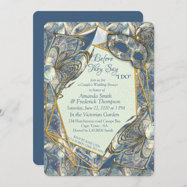 Rococo Rich Romantic Gold Reliefs & Masks Invitation (Front/Back)
