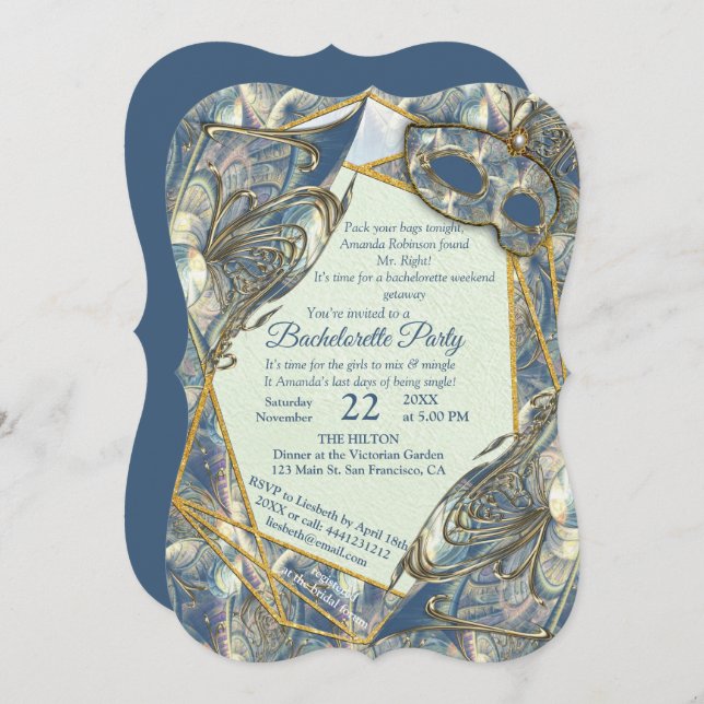 Rococo Rich Romantic Gold Reliefs & Masks Invitation (Front/Back)