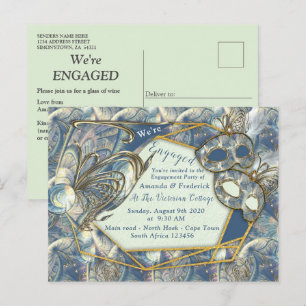 Rococo Rich Romantic Gold Reliefs & Masks Invitation Postcard
