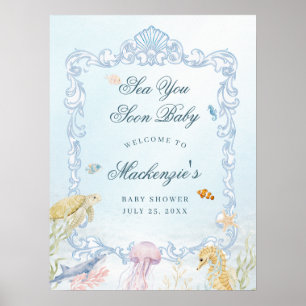 Rococo Sea You Soon  Baby Shower Welcome Sign 
