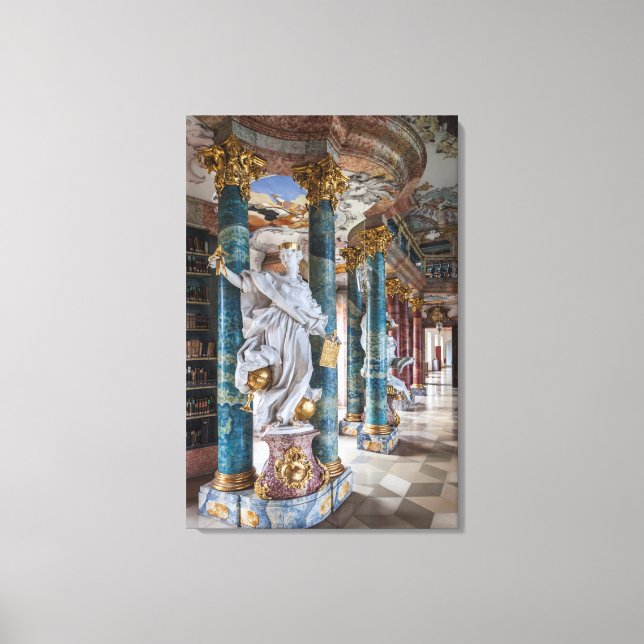 Rococo-Style Library Interior Canvas Print (Front)