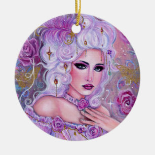 Rococo valentine fantasy art by Renee Lavoie Ceramic Tree Decoration