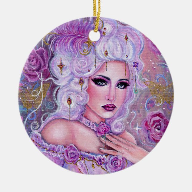 Rococo valentine fantasy art by Renee Lavoie Ceramic Tree Decoration (Front)