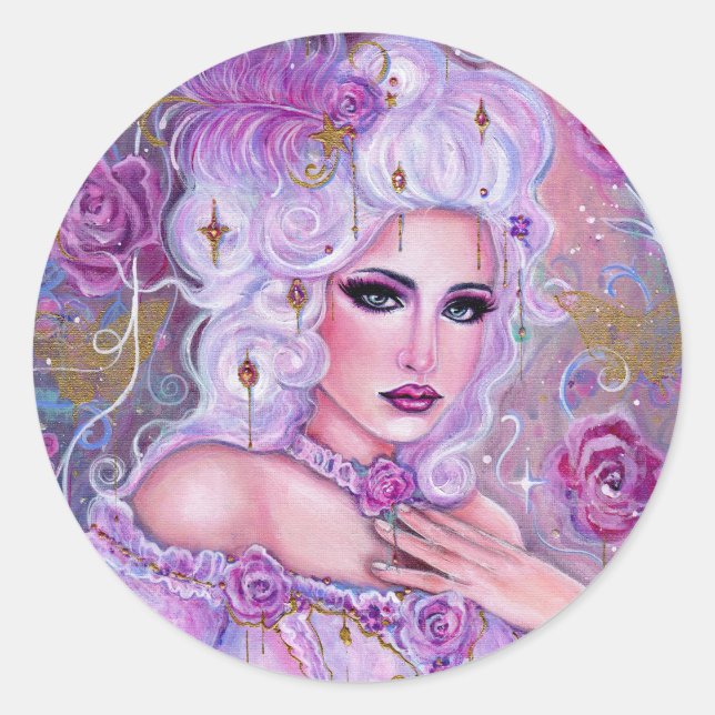 Rococo valentine fantasy art by Renee Lavoie Classic Round Sticker (Front)