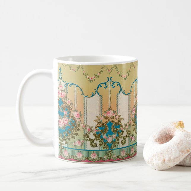 Rococo Versailles Frieze Baroque Vintage Drinkware Coffee Mug (With Donut)