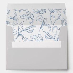 Rococo Vintage Blue Wedding Invitation Envelope