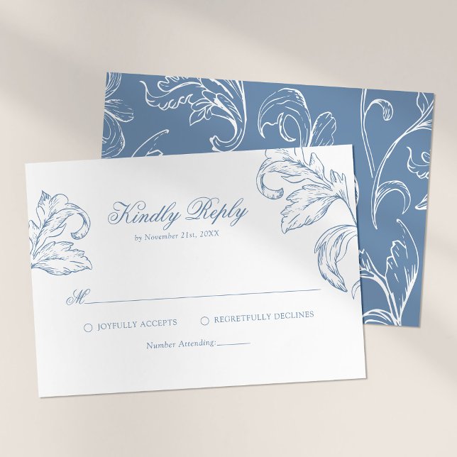 Rococo Vintage Blue Wedding RSVP (Creator Uploaded)