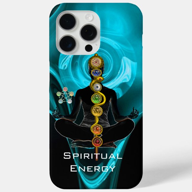 ROD ASCLEPIUS,7 CHAKRAS YOGA LOTUS POSE Blue Case-Mate iPhone Case (Back)