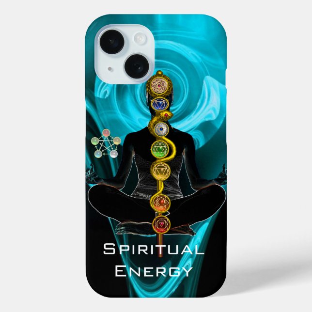 ROD ASCLEPIUS,7 CHAKRAS YOGA LOTUS POSE Blue Case-Mate iPhone Case (Back)
