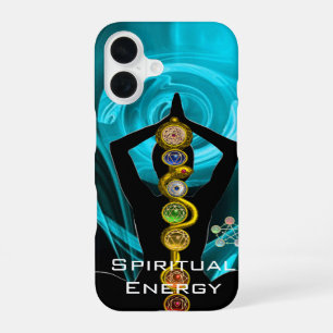 ROD ASCLEPIUS,7 CHAKRAS YOGA LOTUS POSE Blue iPhone 16 Case