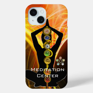 ROD ASCLEPIUS,7 CHAKRAS YOGA LOTUS POSE Yellow iPhone 15 Case