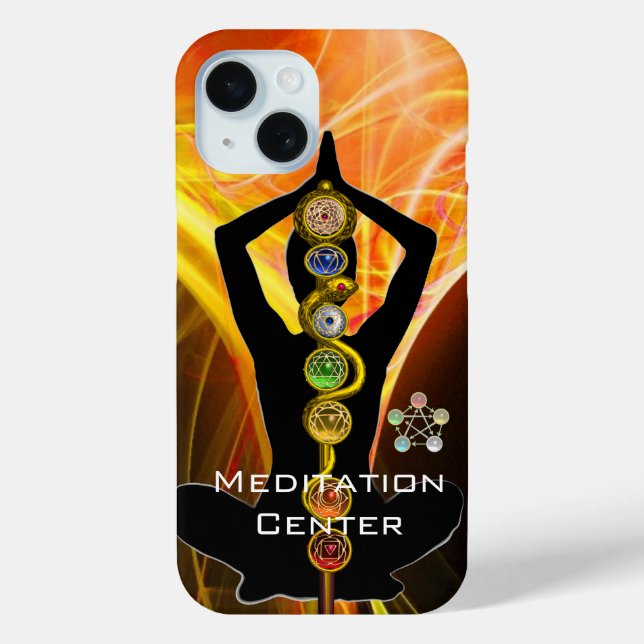 ROD ASCLEPIUS,7 CHAKRAS YOGA LOTUS POSE Yellow Case-Mate iPhone Case (Back)