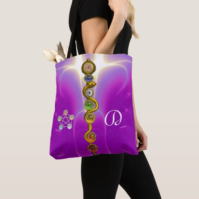 ROD ASCLEPIUS 7 CHAKRAS,YOGA SPIRITUAL ENERGY Pink Tote Bag (Close Up)