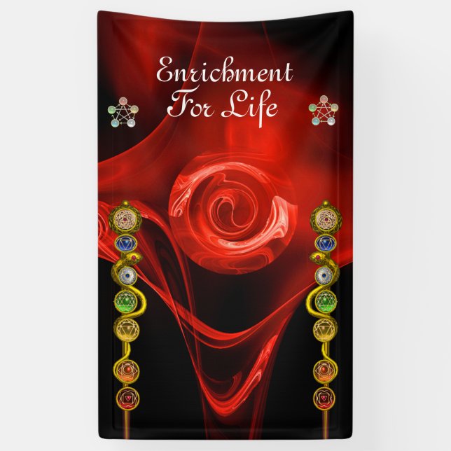 ROD ASCLEPIUS 7 CHAKRAS,YOGA,SPIRITUAL ENERGY Red Banner (Vertical)