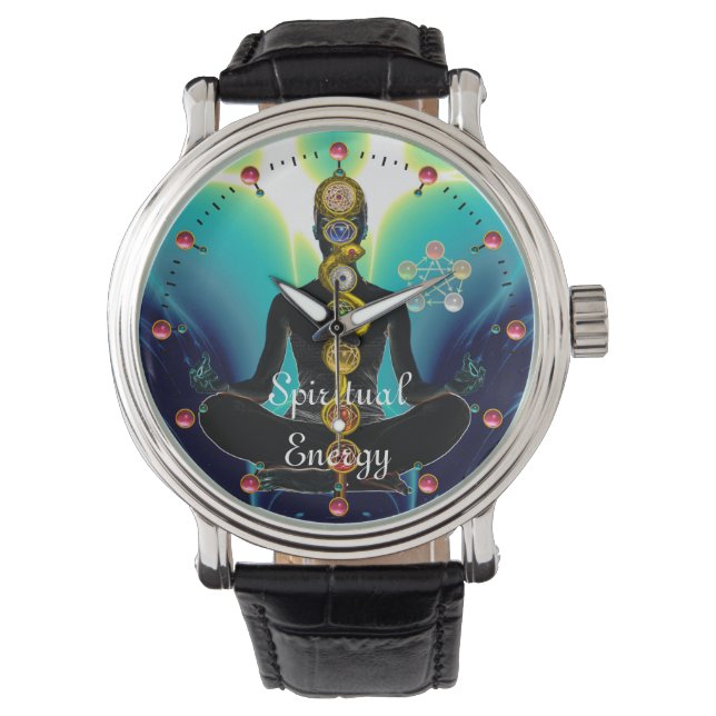 ROD OF ASCLEPIUS 7 CHAKRAS,YOGA LOTUS POSE Blue Watch (Front)