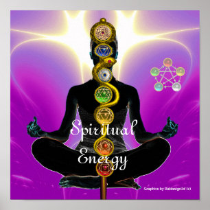 ROD OF ASCLEPIUS 7 CHAKRAS,YOGA LOTUS POSE Pink Poster
