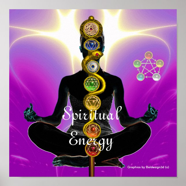 ROD OF ASCLEPIUS 7 CHAKRAS,YOGA LOTUS POSE Pink Poster (Front)