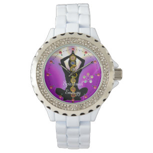 ROD OF ASCLEPIUS 7 CHAKRAS,YOGA LOTUS POSE Pink Watch