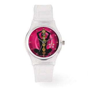 ROD OF ASCLEPIUS 7 CHAKRAS,YOGA LOTUS POSE Pink Watch