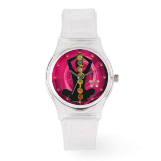 ROD OF ASCLEPIUS 7 CHAKRAS,YOGA LOTUS POSE Pink Watch