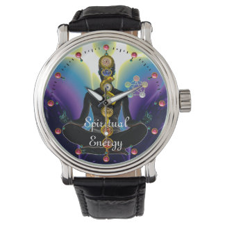 ROD OF ASCLEPIUS 7 CHAKRAS,YOGA LOTUS POSE Purple Watch