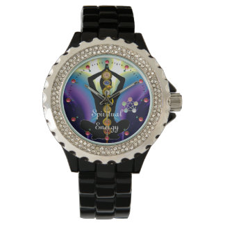 ROD OF ASCLEPIUS 7 CHAKRAS,YOGA LOTUS POSE Purple Watch