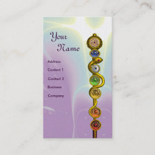 ROD OF ASCLEPIUS,7 CHAKRAS,YOGA ,SPIRITUAL ENERGY BUSINESS CARD