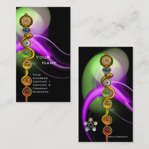 ROD OF ASCLEPIUS,7 CHAKRAS ,YOGA,SPIRITUAL ENERGY BUSINESS CARD