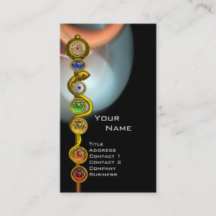 ROD OF ASCLEPIUS,7 CHAKRAS,YOGA ,SPIRITUAL ENERGY BUSINESS CARD