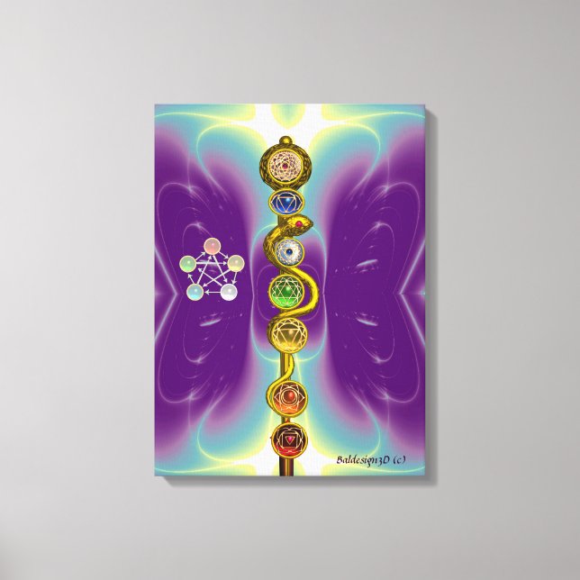 ROD OF ASCLEPIUS 7 CHAKRAS,YOGA ,SPIRITUAL ENERGY CANVAS PRINT (Front)