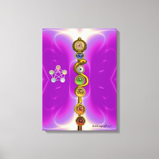 ROD OF ASCLEPIUS 7 CHAKRAS,YOGA ,SPIRITUAL ENERGY CANVAS PRINT (Front)