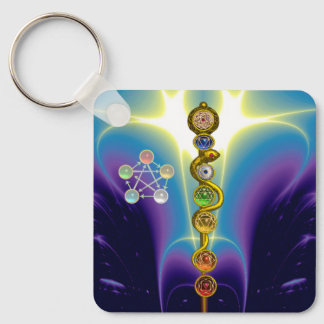 ROD OF ASCLEPIUS 7 CHAKRAS,YOGA ,SPIRITUAL ENERGY KEY RING