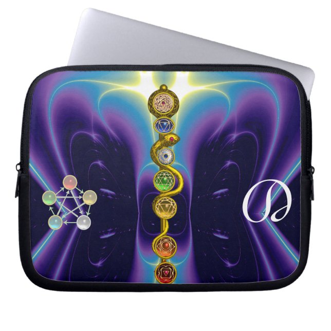 ROD OF ASCLEPIUS 7 CHAKRAS,YOGA ,SPIRITUAL ENERGY LAPTOP SLEEVE (Front)