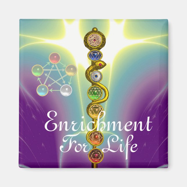 ROD OF ASCLEPIUS 7 CHAKRAS,YOGA ,SPIRITUAL ENERGY MAGNET (Front)