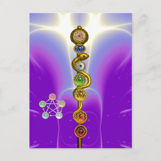 ROD OF ASCLEPIUS 7 CHAKRAS,YOGA ,SPIRITUAL ENERGY POSTCARD (Front)