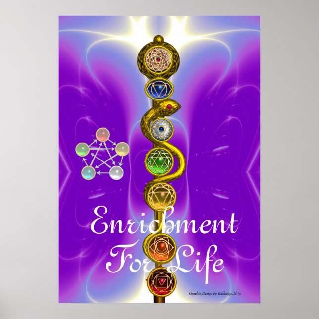 ROD OF ASCLEPIUS 7 CHAKRAS,YOGA ,SPIRITUAL ENERGY POSTER (Front)