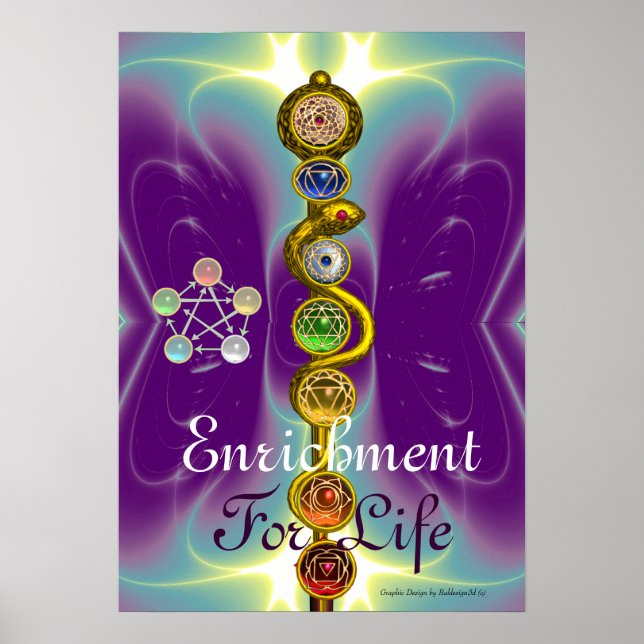 ROD OF ASCLEPIUS 7 CHAKRAS,YOGA ,SPIRITUAL ENERGY POSTER (Front)