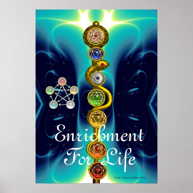 ROD OF ASCLEPIUS 7 CHAKRAS,YOGA ,SPIRITUAL ENERGY POSTER (Front)