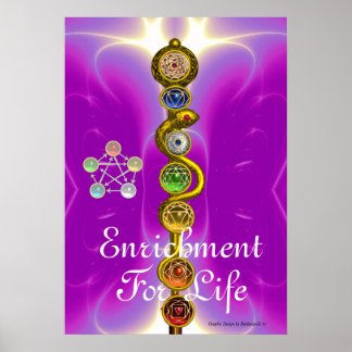 ROD OF ASCLEPIUS 7 CHAKRAS,YOGA ,SPIRITUAL ENERGY POSTER