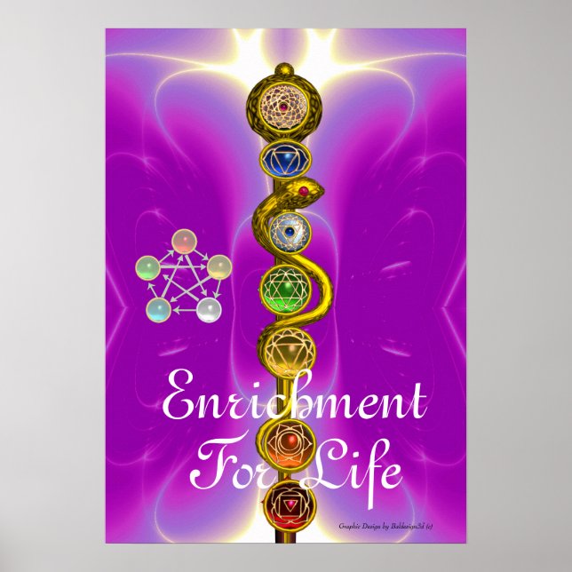 ROD OF ASCLEPIUS 7 CHAKRAS,YOGA ,SPIRITUAL ENERGY POSTER (Front)