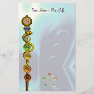 ROD OF ASCLEPIUS 7 CHAKRAS,YOGA ,SPIRITUAL ENERGY STATIONERY
