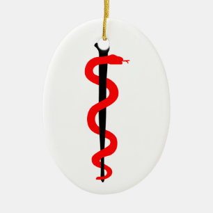 Rod of Asclepius Ceramic Tree Decoration