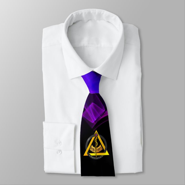 ROD OF ASCLEPIUS DENTIST DENTISTRY Black Purple Tie (Tied)