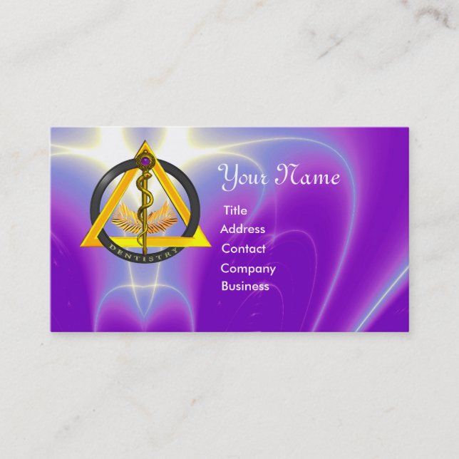 ROD OF ASCLEPIUS DENTIST DENTISTRY BUSINESS CARD (Front)